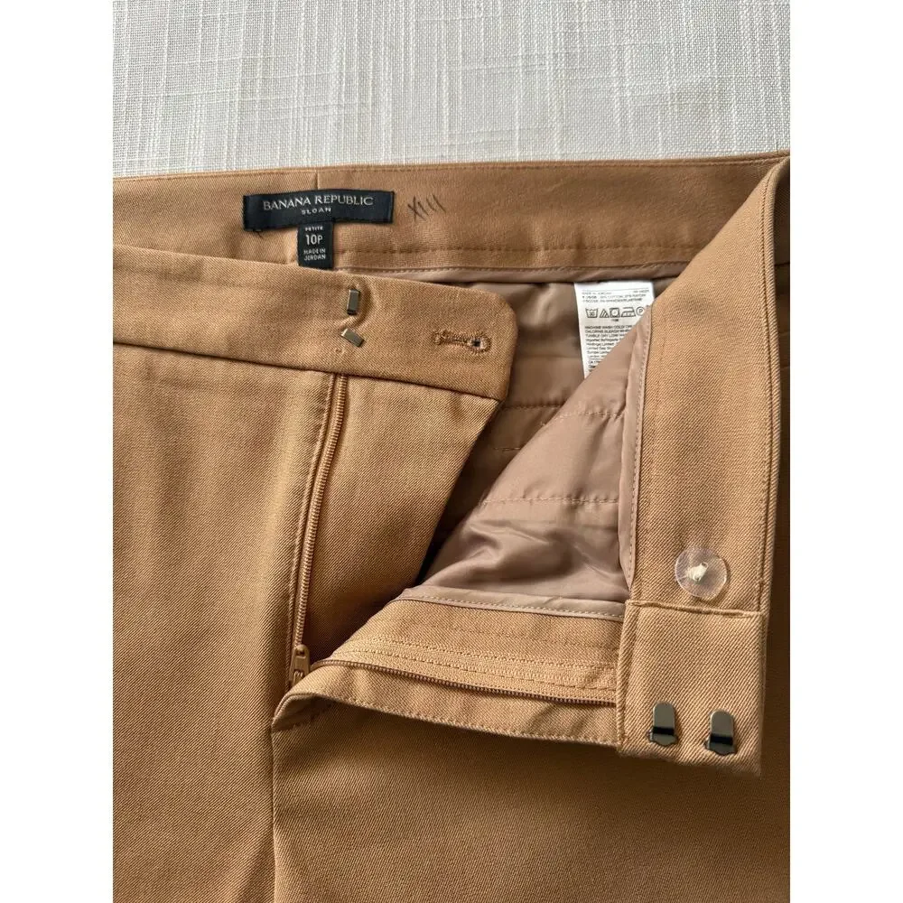 Banana Republic Sloane Women’s Petite Size 10P Tan Cotton-Viscose Blend Pants